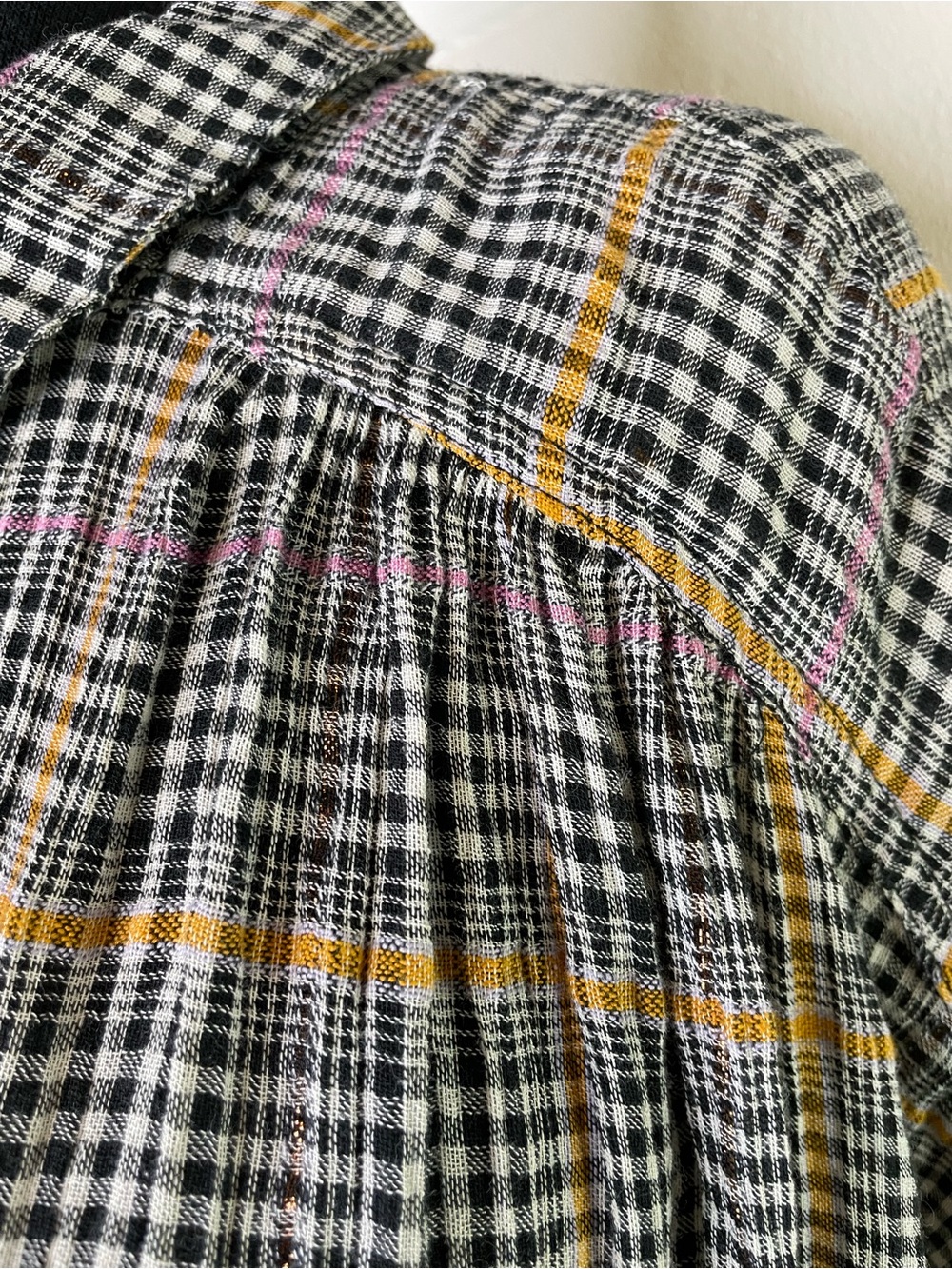 Free People Break My Stripe Plaid Button Down Shirt In Black - Picture 7 of 10